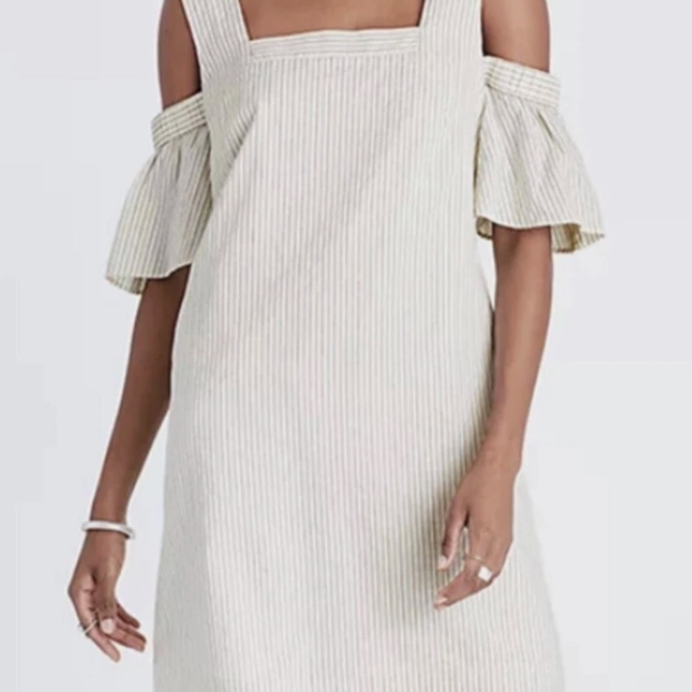 Madewell Striped Cold-Shoulder Dress